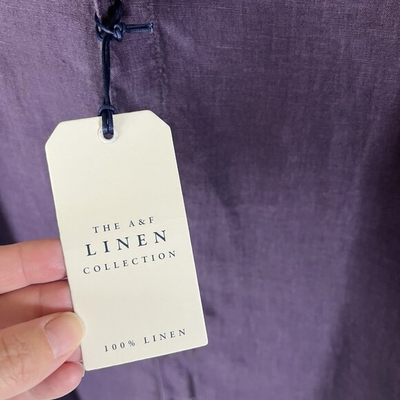 NEW Abercrombie Fitch Button Down Shirt Mens Medium Adult Purple The A&F Linen - Picture 4 of 11